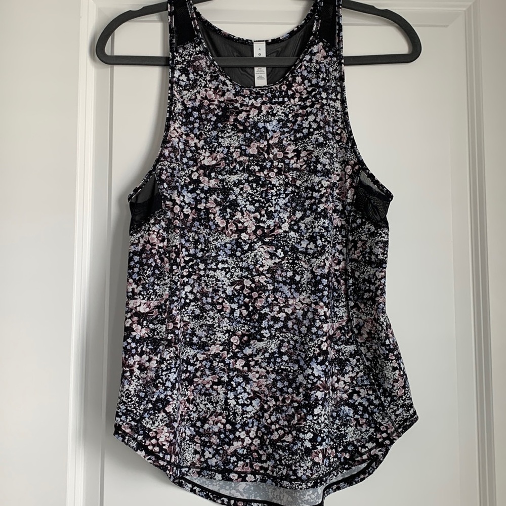 Lululemon Floral Athletic Tank with Mesh Detail